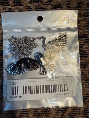 BRAND NEW Silver Eagle Wing Necklace Pendant - Double Wing Charm